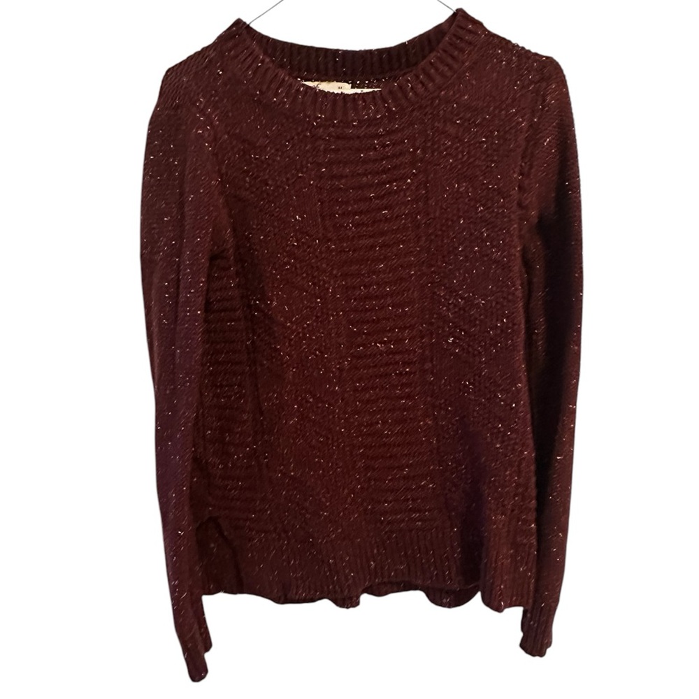 Hollister Red Crew Neck Sweater with Textured Knit